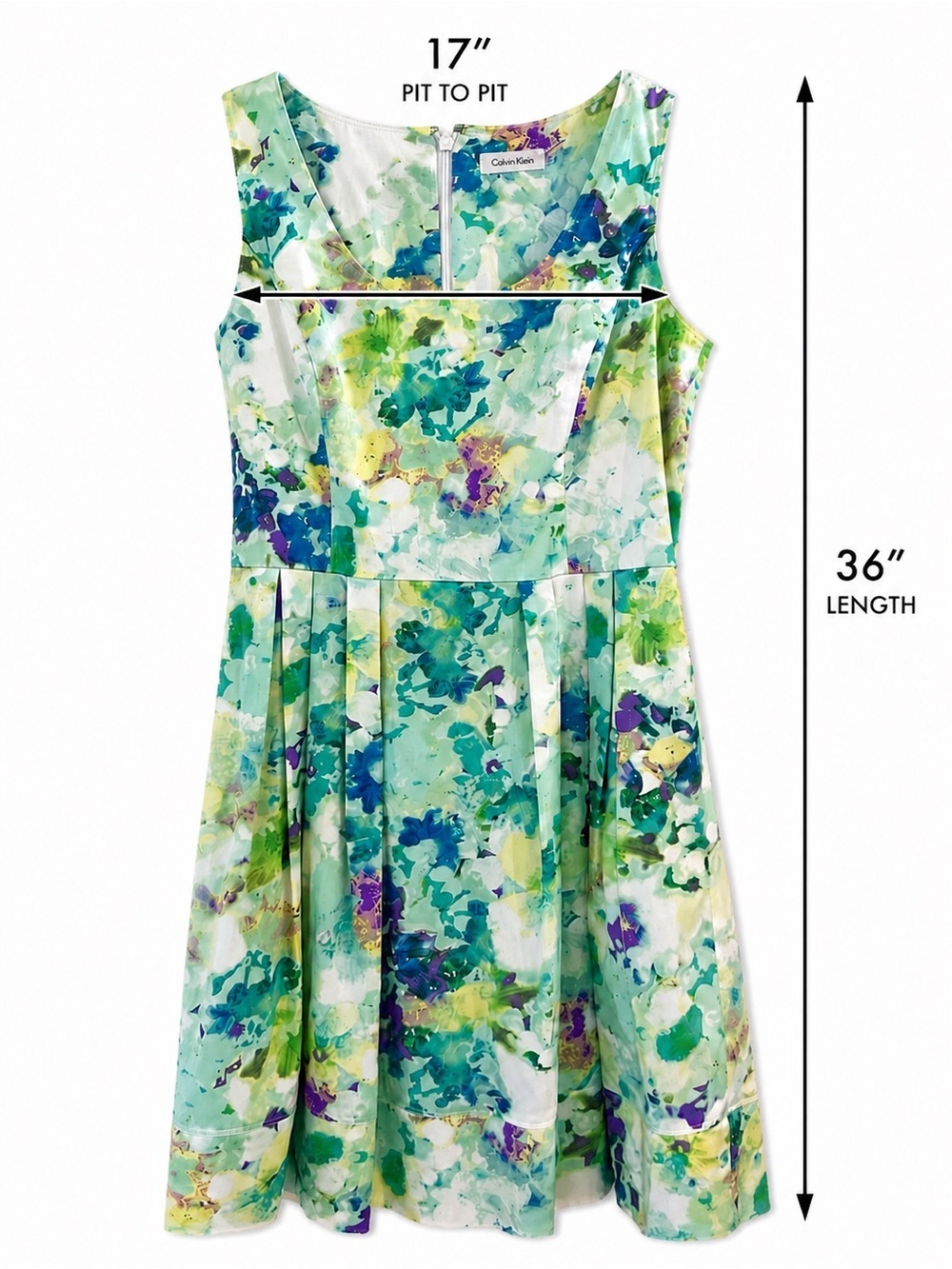 Calvin Klein Floral Sheath Dress Women’s Size 6 Cotton Stretch Midi - Picture 4 of 11